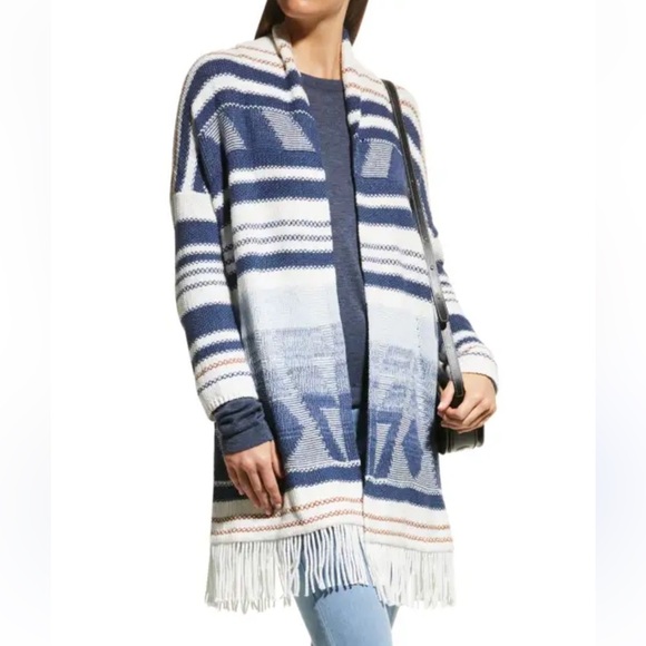 Nic+Zoe Rolling Clouds Blue Open Front Cardigan Sweater Size L Southwestern Boho - Picture 2 of 15